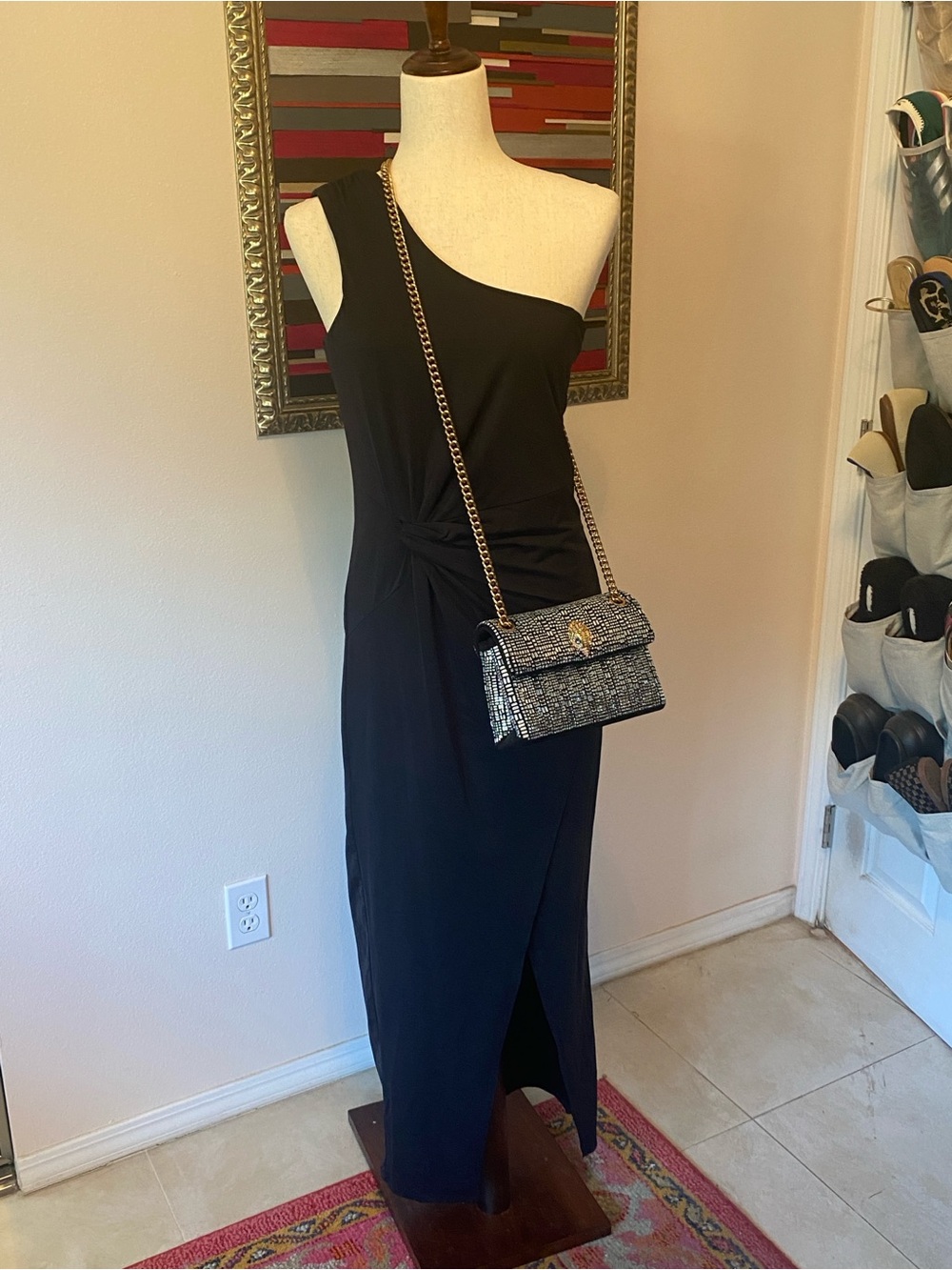 Bardot Black One-Shoulder Twist Waist Maxi Dress